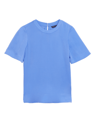 

Womens M&S Collection Round Neck Angel Sleeve Top - Blue, Blue