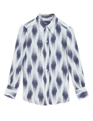 

Womens M&S Collection Printed Collared Long Sleeve Shirt - Ivory Mix, Ivory Mix