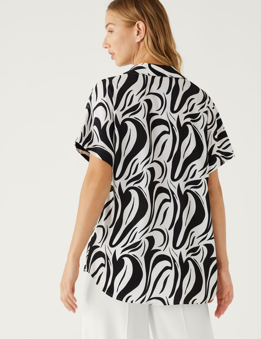 Satin Printed Popover Blouse image 4