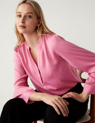

M&S Collection Blusa cerrada con cuello redondoWomens - Medium Pink, Medium Pink