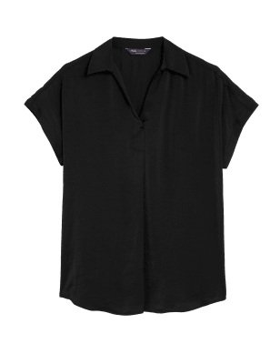 

M&S Collection Blusa cerrada de saténWomens - Black, Black