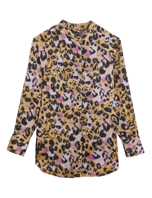 

M&S Collection Camisa con detalle de pechera con estampado animal con cuelloWomens - Multi, Multi