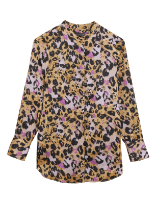 

Womens M&S Collection Animal Print Collared Bib Detail Shirt - Multi, Multi