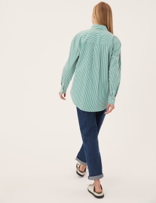 100% COTTON STRIPED SHIRT WITH BOW DETAILS