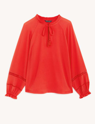 Frill V-Neck Popover Blouse - LK