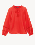 Frill V-Neck Popover Blouse