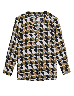 

Womens M&S Collection Geometric V-Neck Long Sleeve Popover Blouse - Multi, Multi