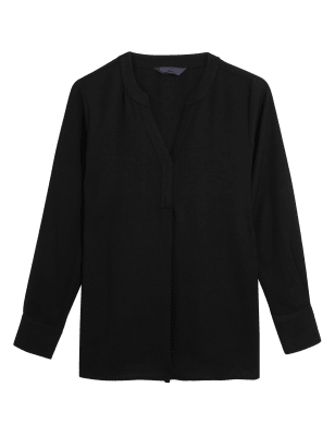 

Womens M&S Collection V-Neck Long Sleeve Popover Blouse - Black, Black