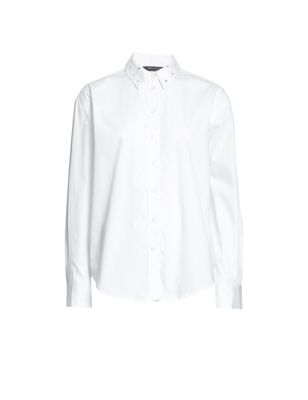 Marks & Spencer Pure Embellished Collared Shirt Plain Cotton (FEMALE, BLACK, 20)