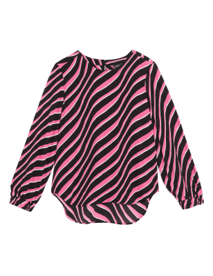 

Womens M&S Collection Oberteil mit Rundhalsausschnitt und Muster - Black Mix, Black Mix