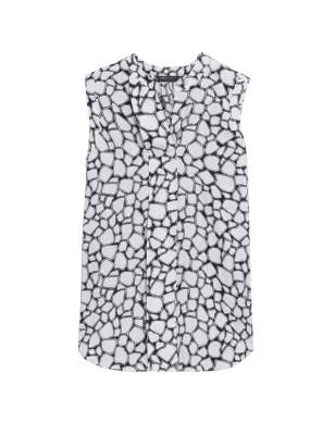

Womens M&S Collection Printed Longline Sleeveless Popover Blouse - Black Mix, Black Mix