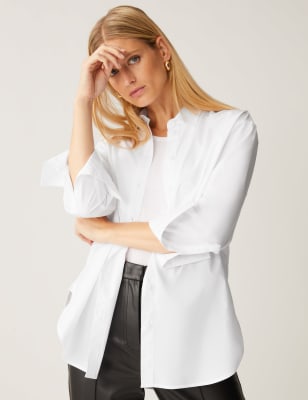 

M&S Collection Camisa estilo Girlfriend de algodón orgánicoWomens - White, White