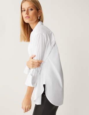 

M&S Collection Camisa estilo Girlfriend de algodón orgánicoWomens - White, White