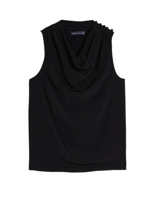 

Womens M&S Collection Cowl Neck Sleeveless Vest Top - Black, Black