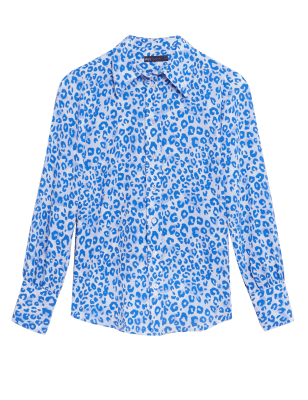 

Womens M&S Collection Animal Print Collared Long Sleeve Shirt - Blue Mix, Blue Mix