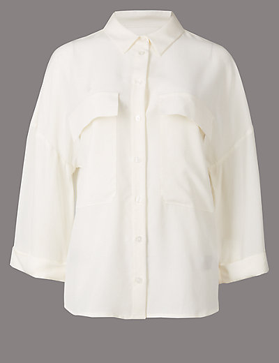Pure Silk 3/4 Sleeve Shirt | M&S