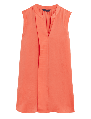 

Womens M&S Collection V-Neck Sleeveless Longline Popover Blouse - Orange, Orange