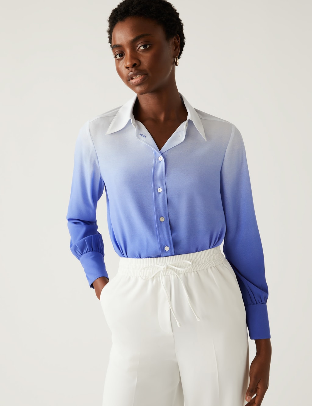 Printed Collared Long Sleeve Shirt image 1