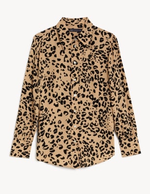 Printed Collared Long Sleeve Shirt