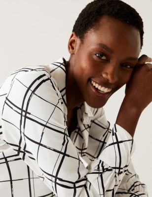 

M&S Collection Camisa de manga larga estampada con cuelloWomens - Ivory Mix, Ivory Mix