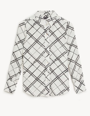 Printed Collared Neck Button Up Shirt