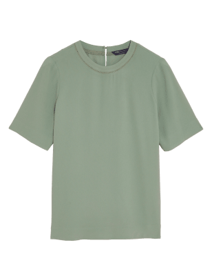 

Womens M&S Collection Round Neck Short Sleeve Top - Khaki, Khaki