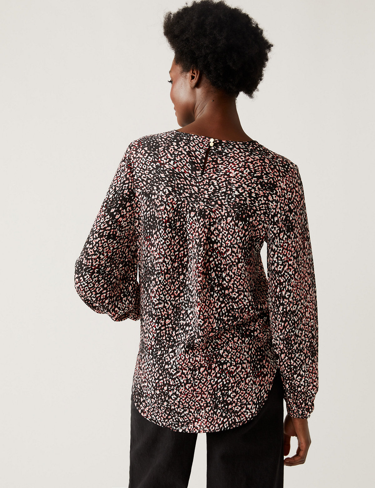 Woven Printed Round Neck Top