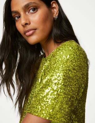 Lime green sales sequin top