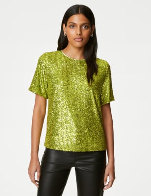 Gold-Sequin Tops for Women - Up to 70% off