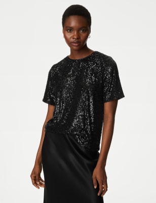 Black sequin outlet tops