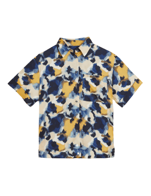 

Womens M&S Collection Printed Oversized Short Sleeve Shirt - Navy Mix, Navy Mix