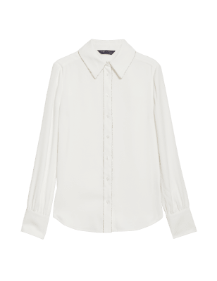 

Womens M&S Collection Embellished Collared Long Sleeve Shirt - Ivory, Ivory