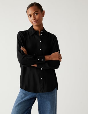 

Womens M&S Collection Collared Long Sleeve Shirt - Black, Black
