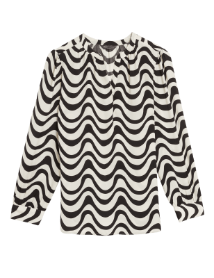 

Womens M&S Collection Printed V Neck Popover Blouse - Ivory Mix, Ivory Mix