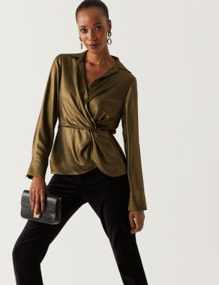 V neck shop wrap blouse