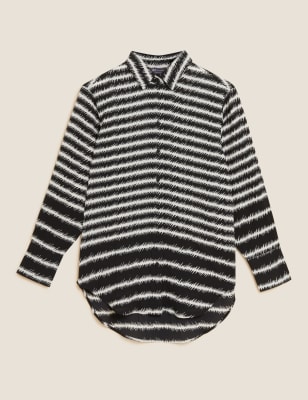 Striped Collared Neck Long Sleeve Shirt main image 1
