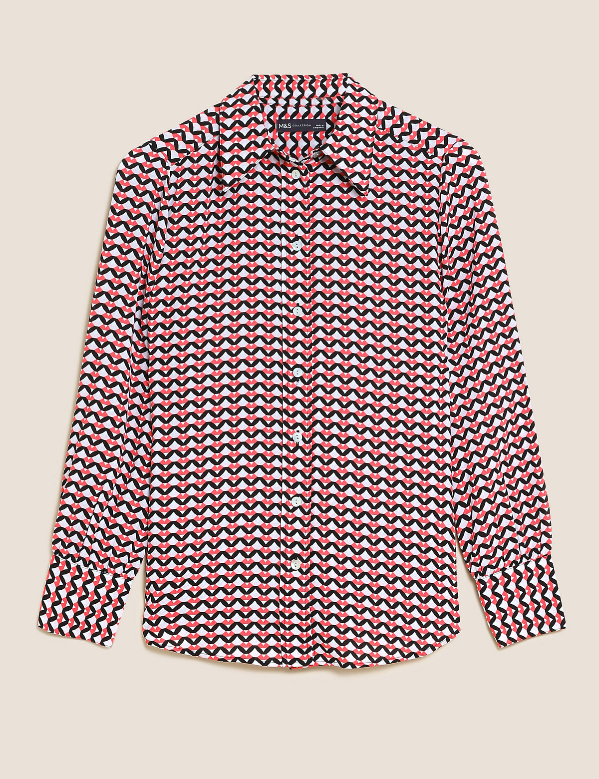Geometric Collared Long Sleeve Shirt