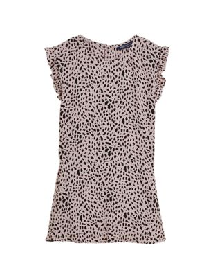 Womens M&S Collection Animal Print Frill Detail Sleeveless Top - Beige Mix