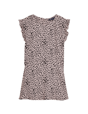 

Womens M&S Collection Animal Print Frill Detail Sleeveless Top - Beige Mix, Beige Mix