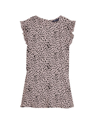 Womens M&S Collection Animal Print Frill Detail Sleeveless Top - Beige Mix