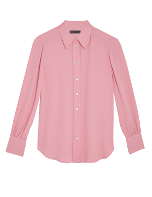 

Womens M&S Collection Collared Long Sleeve Shirt - Dusky Rose, Dusky Rose