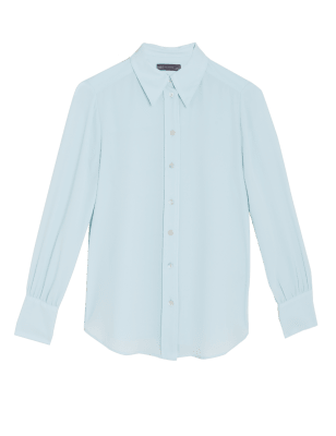 

Womens M&S Collection Collared Long Sleeve Shirt - Soft Peacock, Soft Peacock