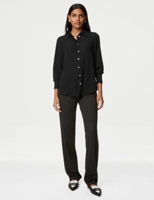 

Womens M&S Collection Collared Long Sleeve Shirt - Black, Black