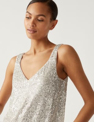 

Womens M&S Collection Sequin Cami Top - Champagne, Champagne