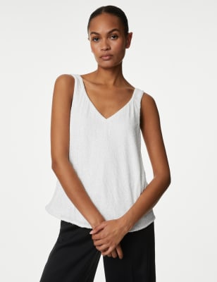 

Womens M&S Collection Sequin Cami Top - White, White