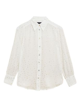 

Womens M&S Collection Foil Print Collared Long Sleeve Shirt - Ivory Mix, Ivory Mix