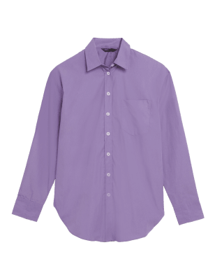 

Womens M&S Collection Pure Cotton Oversized Girlfriend Shirt - Lilac, Lilac