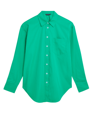 

Womens M&S Collection Extragroßes Hemd aus reiner Baumwolle im Girlfriend-Stil - Green, Green
