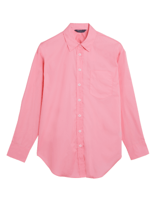 

Womens M&S Collection Pure Cotton Oversized Girlfriend Shirt - Petal Pink, Petal Pink