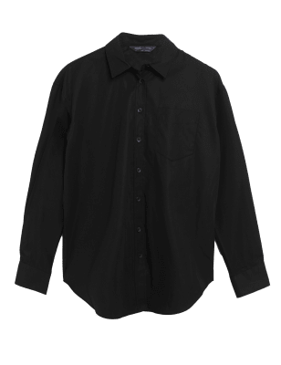 

Womens M&S Collection Pure Cotton Oversized Girlfriend Shirt - Black, Black